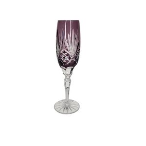 Ajka Carolyne Crystal Champagne Flute Amethyst 8 7/8” Flared Geometric Handmade